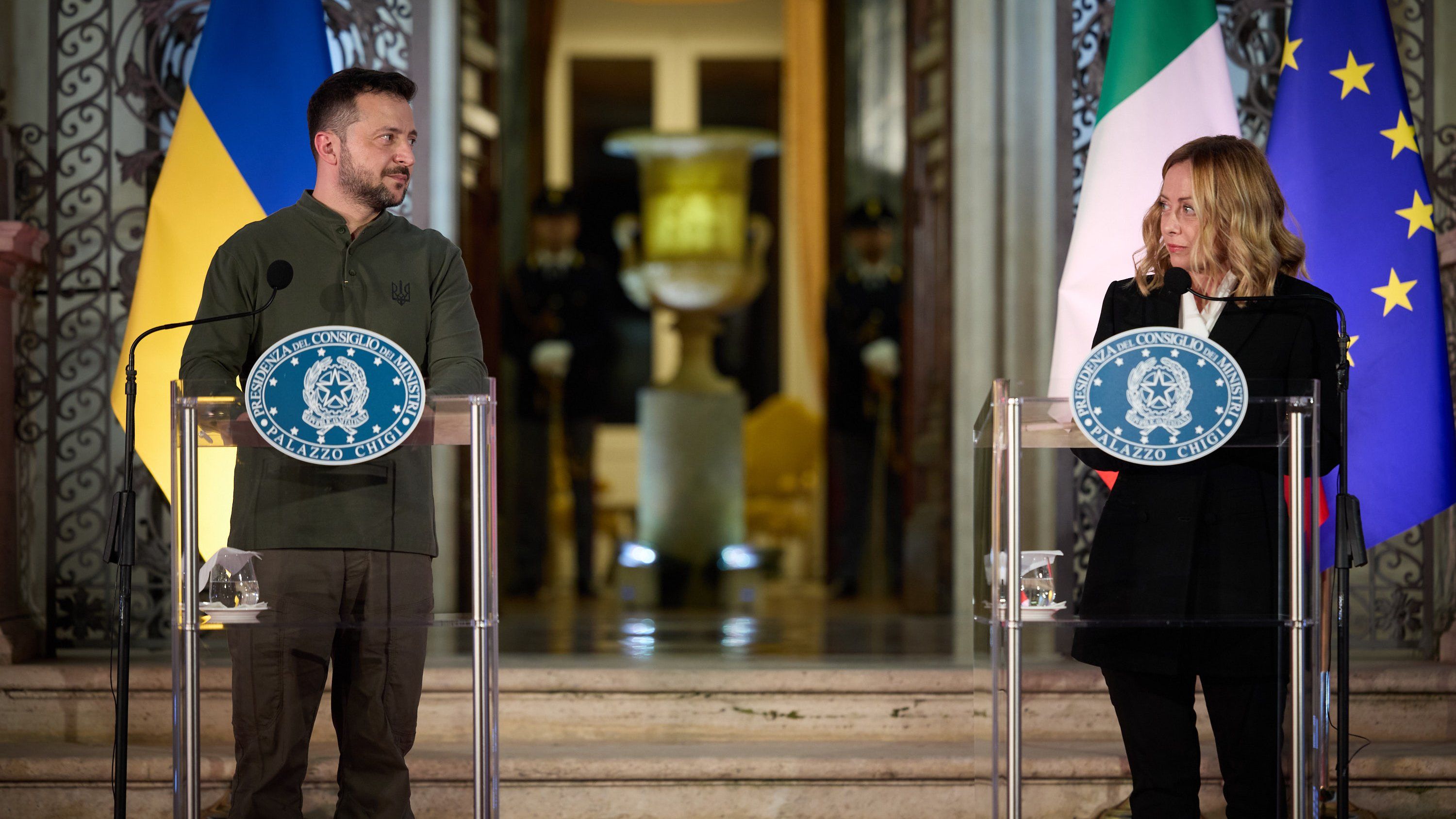 義大利總理梅洛尼10日在羅馬會見烏克蘭總統澤倫斯基。 (圖:@APUkraine)