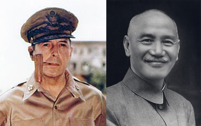 二戰名將麥克阿瑟(Douglas MacArthur)、蔣中正。(圖：維基百科)