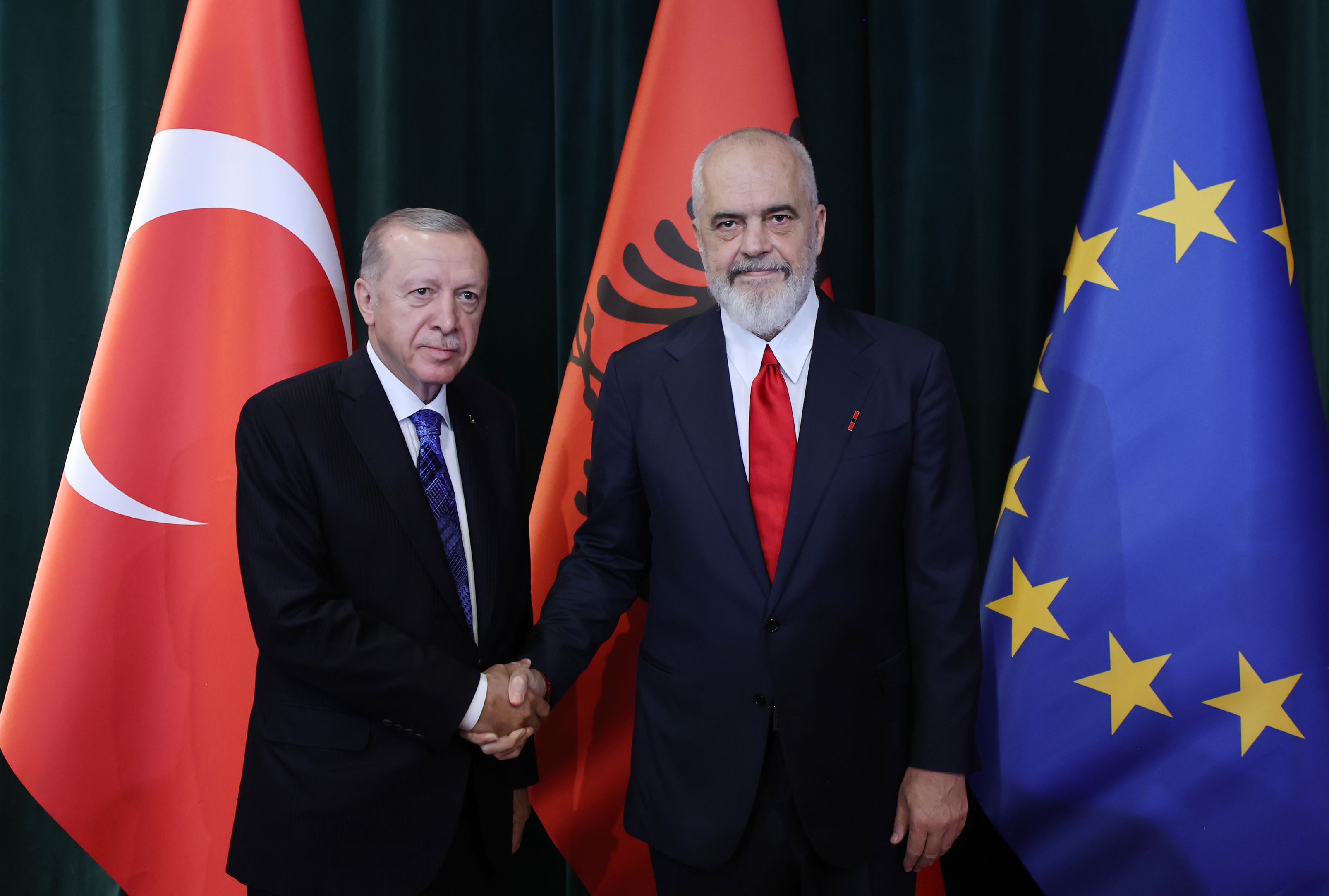 土耳其總統艾爾段10日與阿爾巴尼亞總理拉瑪會談。 (圖:@RTErdogan)