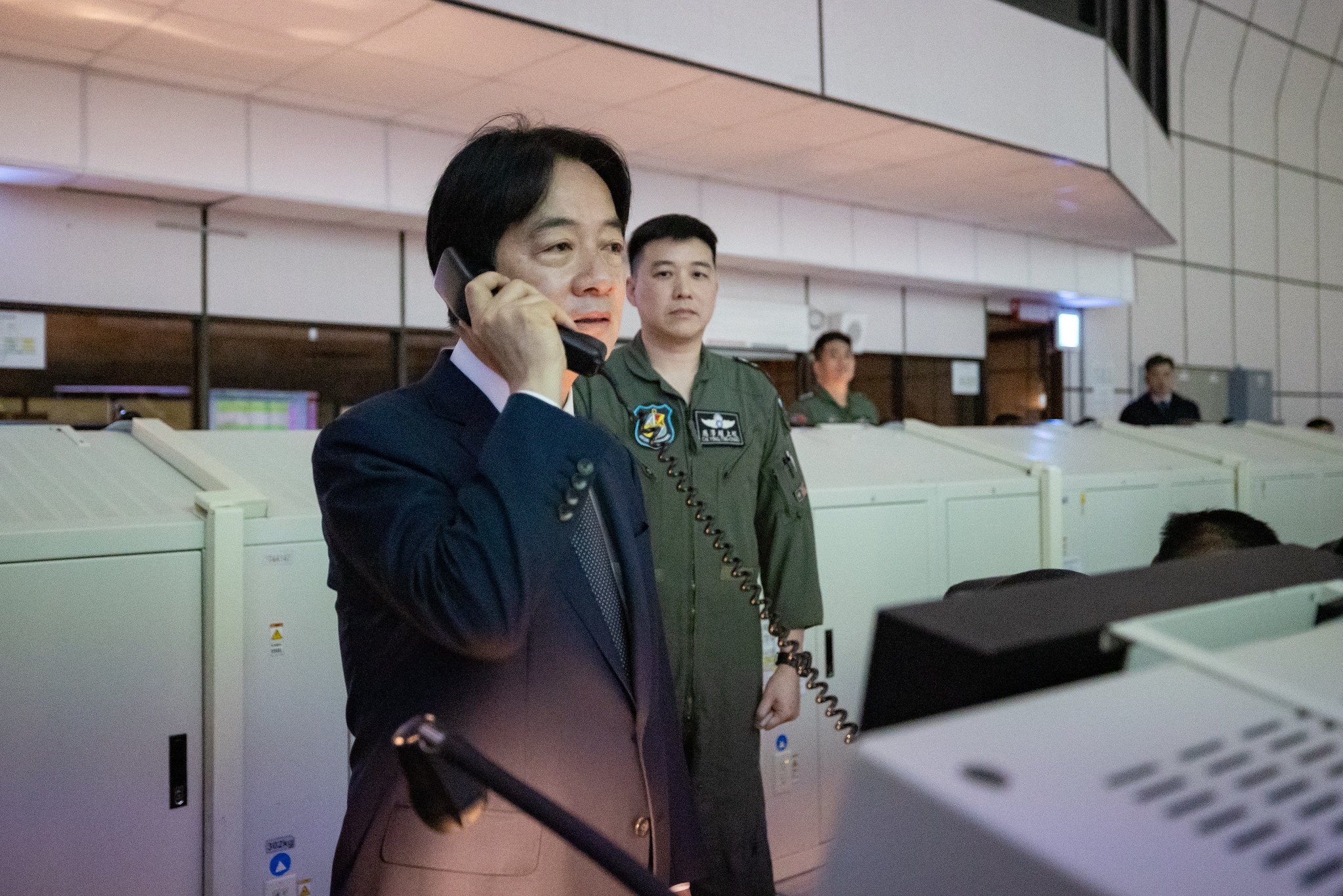 賴清德總統18日勗勉聯合利劍演習應處部隊：空軍作戰指揮部。 (圖:總統府)