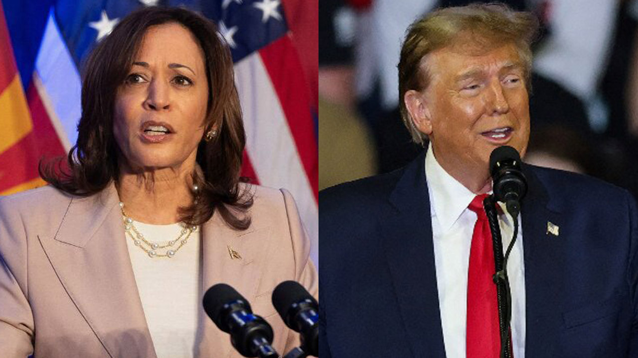 美國總統大選將於美國時間5日開始投票，全球矚目選舉結果。圖為民主黨總統候選人賀錦麗(左)、共和黨對手川普(右)。資料合成照。(路透社/達志影像)