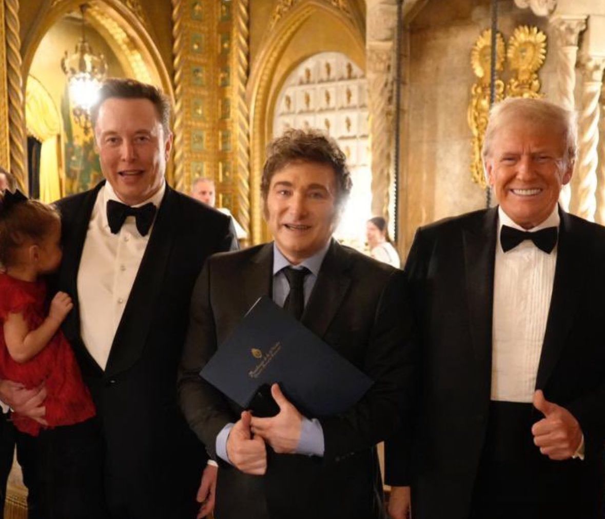 當選後首會外國領袖，川普與阿根廷總統米雷伊會面。(X平台)