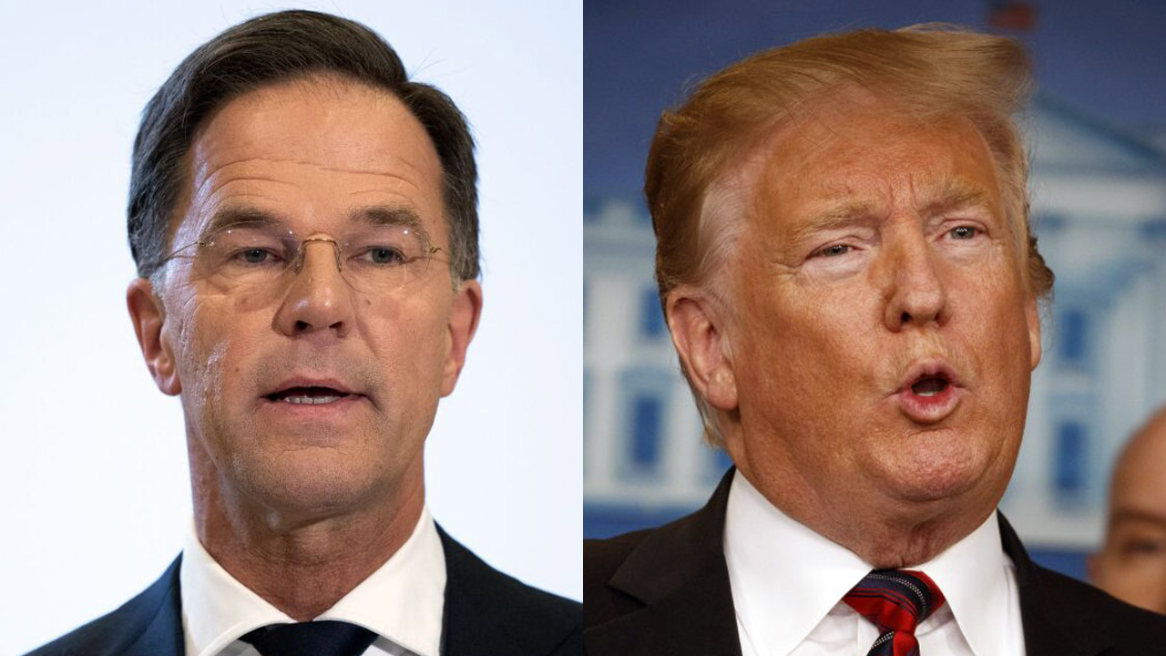 北約秘書長呂特(左)22日與美國總統當選人川普(右)舉行會談。資料合成照。(美聯社/達志影像)