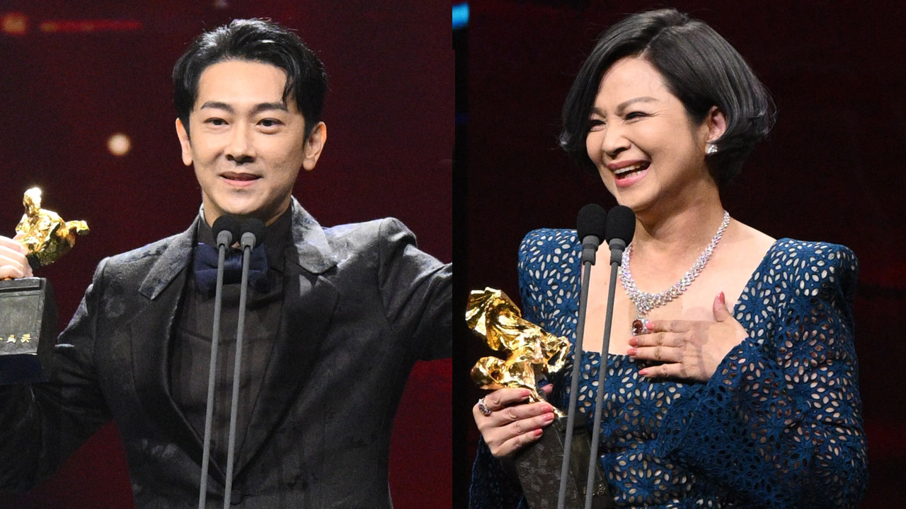 演員施名帥(左)、楊貴媚(右)分獲第61屆金馬獎最佳男、女配角。(金馬執委會提供)