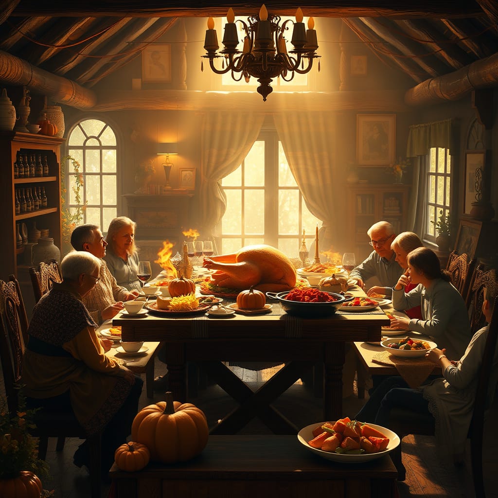 感恩節團聚。示意圖。(AI生成圖)
