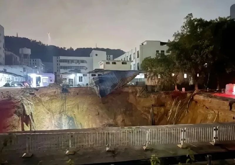 深圳高鐵工地不到2個月再崩塌，13名工人失聯。(圖:微博)