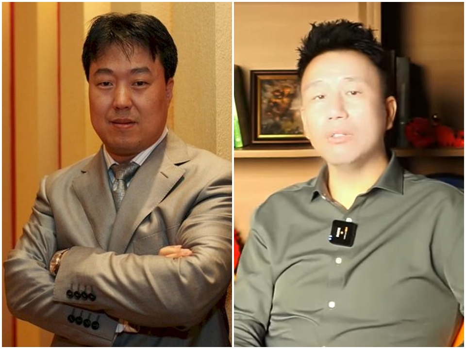 中國經濟學者付鵬(右)、高善文(左)日前在內部投資講座直陳經濟問題引發熱烈迴響，兩人社群媒體帳號進而遭到官方封鎖，導致外界無法關注甚至聯繫他們。(合成圖/X/YT)