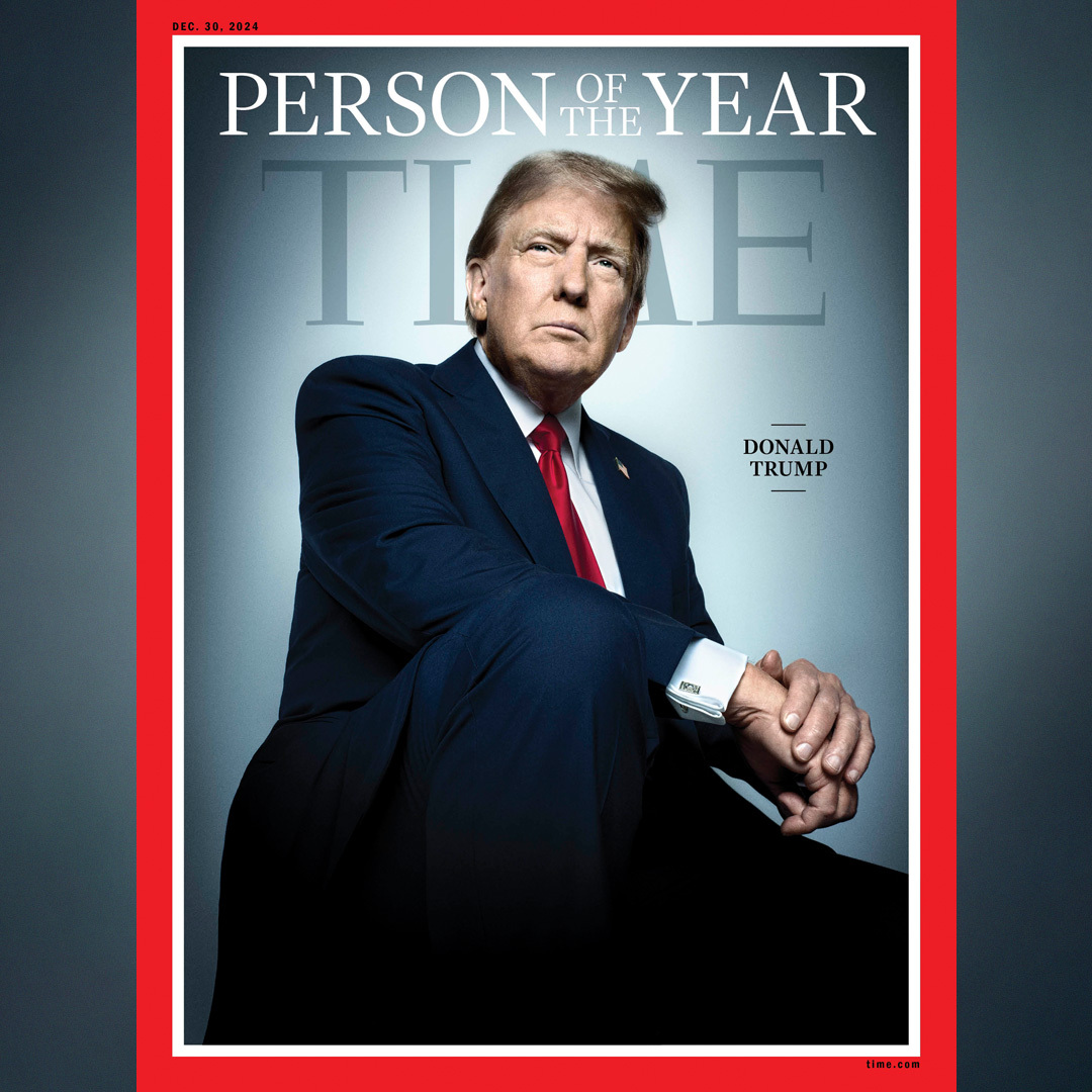 美國總統當選人川普(Donald Trump)獲選「時代雜誌」2024年度風雲人物。 (圖:TIME)