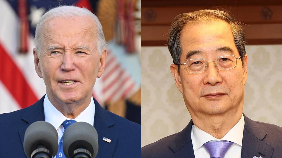 美國總統拜登(Joe Biden，左)、韓國代理總統韓悳洙(右)。(合成圖/AFP/維基)