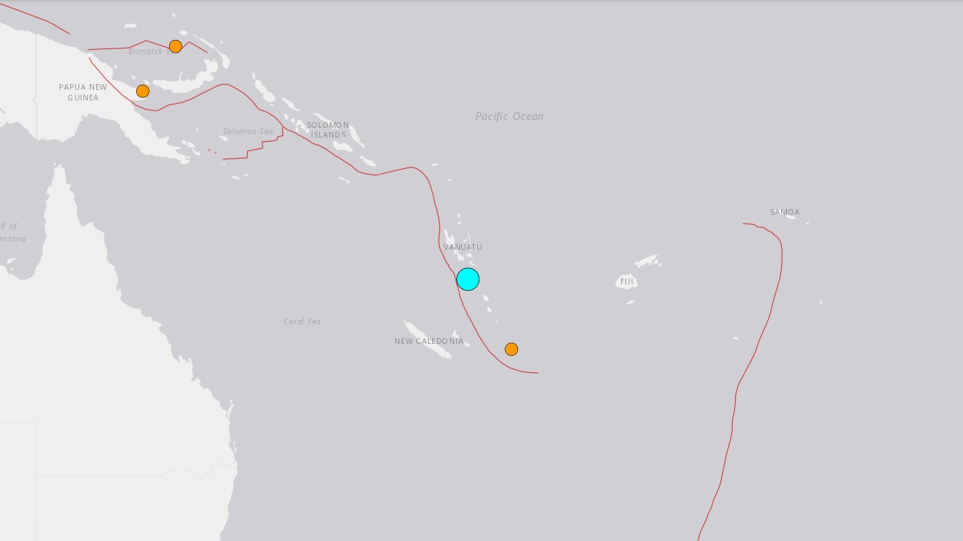 太平洋島國萬那杜(Vanuatu)沿海17日發生規模7.3地震。(圖： 美國地質調查所)