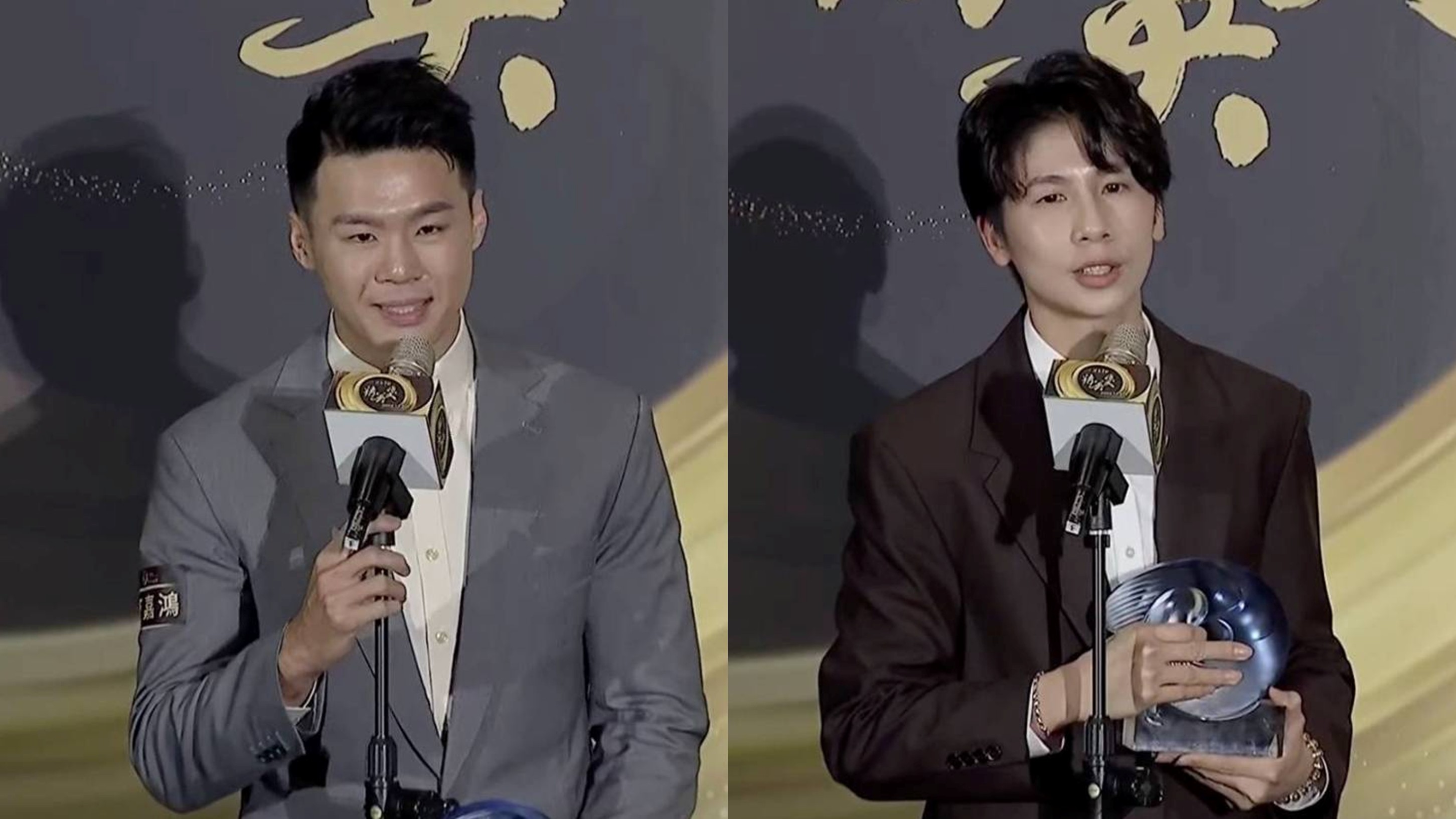 唐嘉鴻(左)、林郁婷(右)獲頒113年度體育精英獎最佳男女運動員獎。(江昭倫 攝)