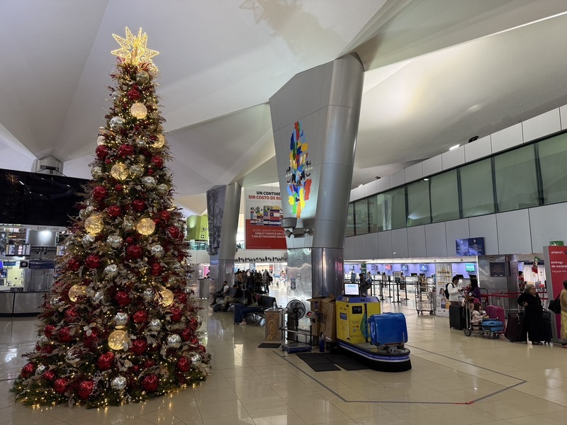 瓜地馬拉拉奧羅拉國際機場原本設備老舊，在台灣駐瓜地馬拉大使館協助之下，將機場內外重新整建。經重新粉刷和改善照明後的航站，環境敞亮許多。航站大廳還立起一棵裝飾精美，高2層樓的耶誕樹，讓旅客感受佳節氣氛。 (圖：中央社)