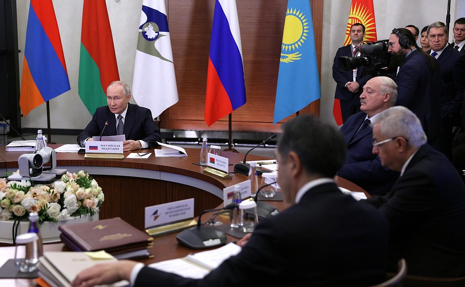 由俄羅斯主導的「歐亞經濟聯盟」(Eurasian Economic Union)會議。(圖：俄羅斯總統府)