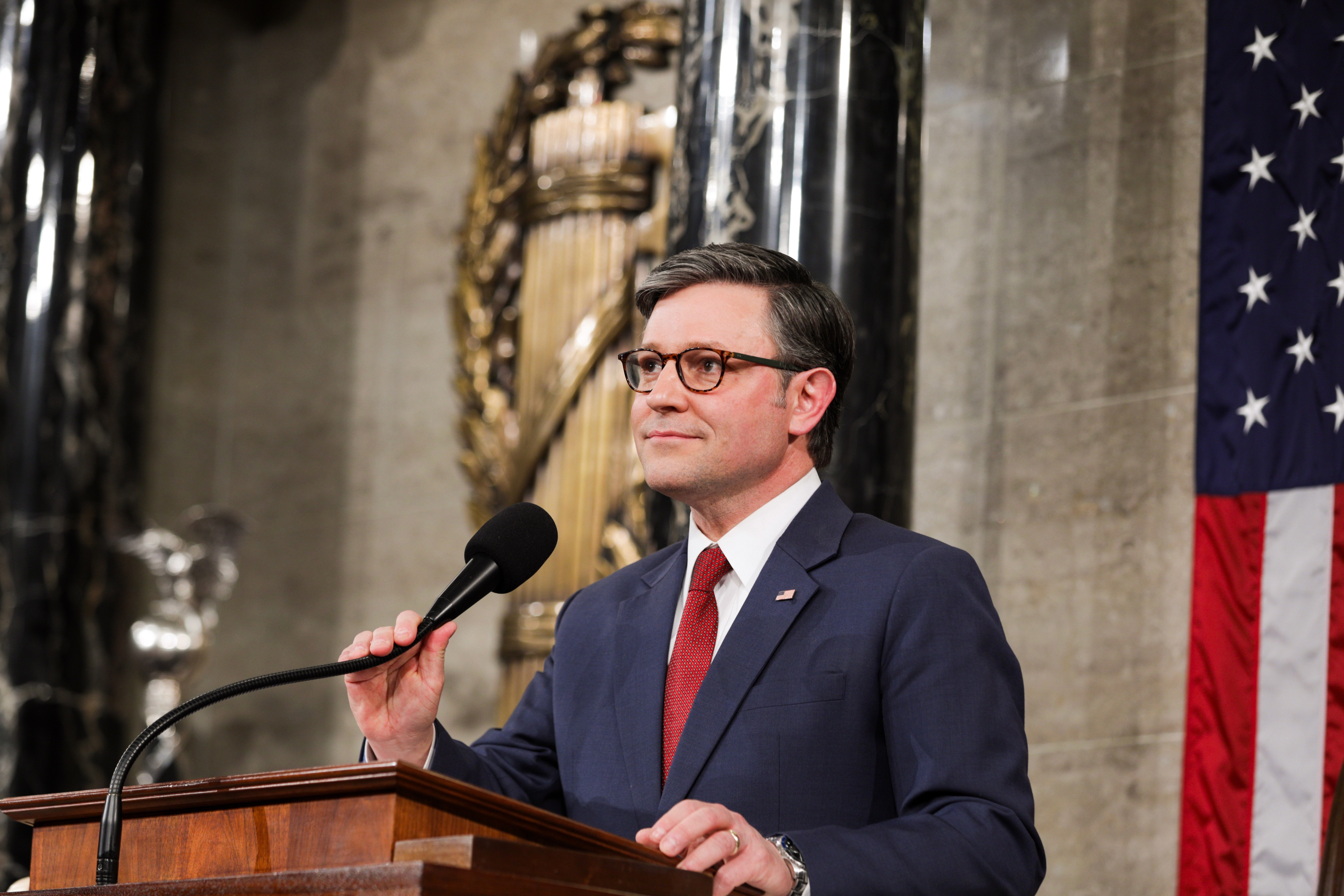 美國眾議院議長強生(Mike Johnson)。(X平台/@SpeakerJohnson)