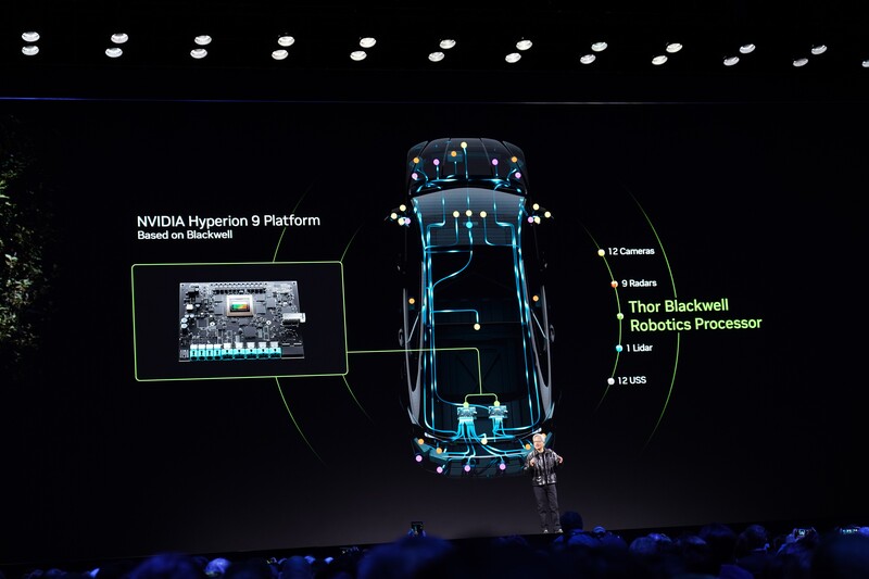輝達在美國消費性電子展（CES）發表NVIDIA DRIVEHyperion平台，在自動駕駛開發中達成汽車安全。 (圖：中央社)