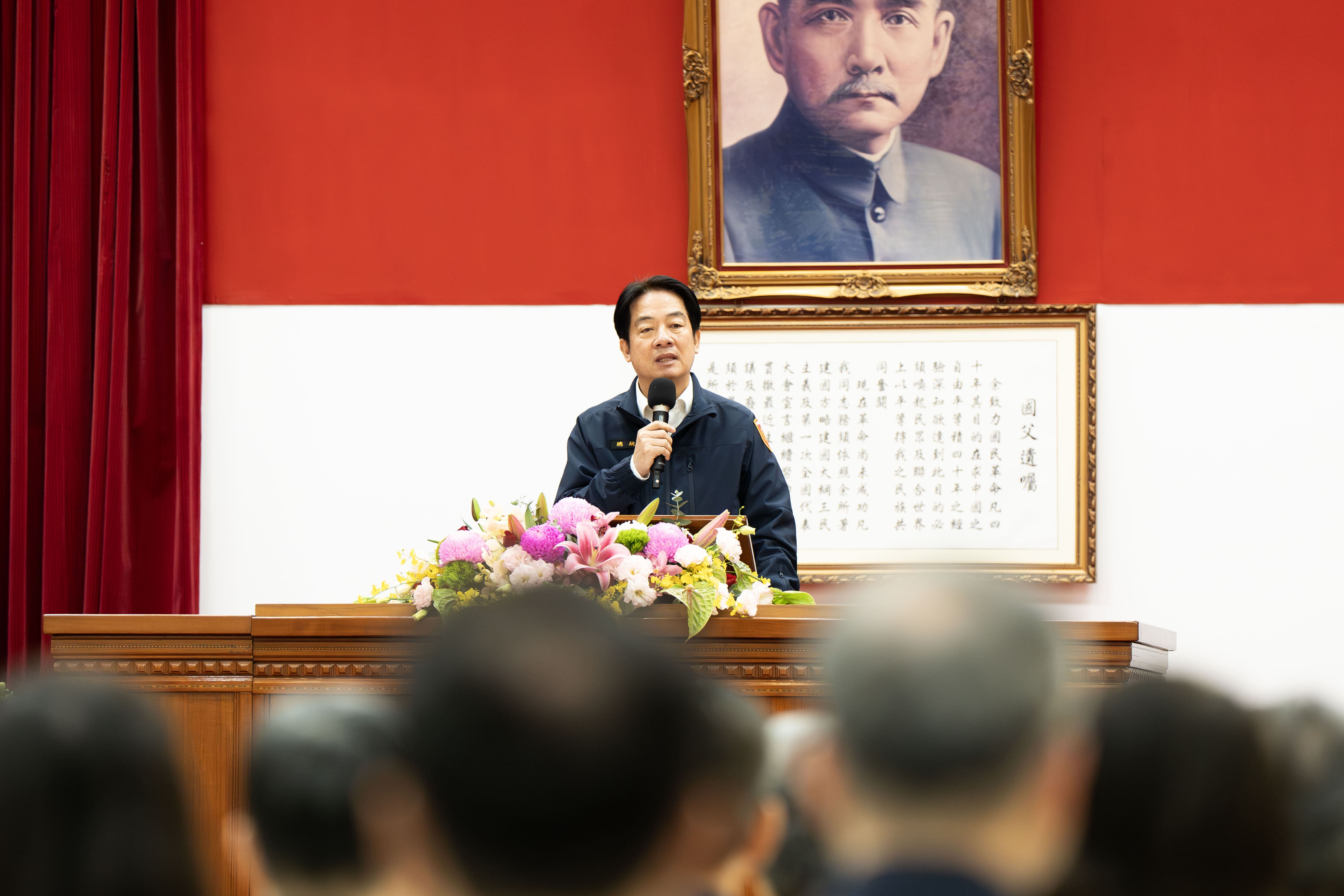 賴清德總統20日至內政部警政署勗勉警務人員，並強調打詐工作的「目標尚未成功、同仁仍需努力」。(記者楊仁翔 攝)