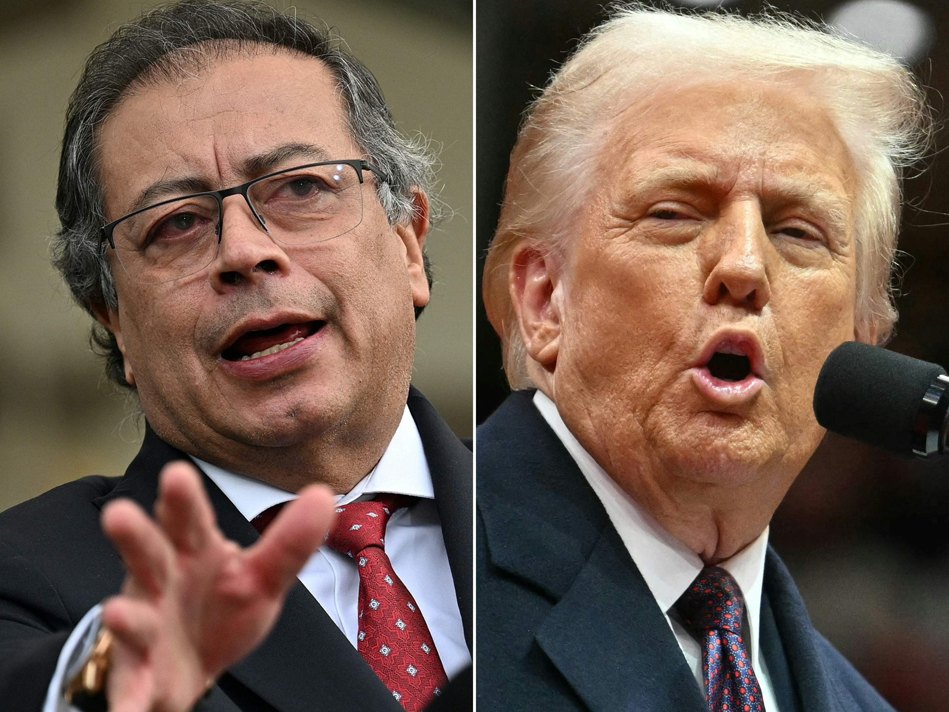 哥倫比亞總統裴卓(Gustavo Petro)(左)、美國總統川普(Donald Trump)(右)。(AFP)