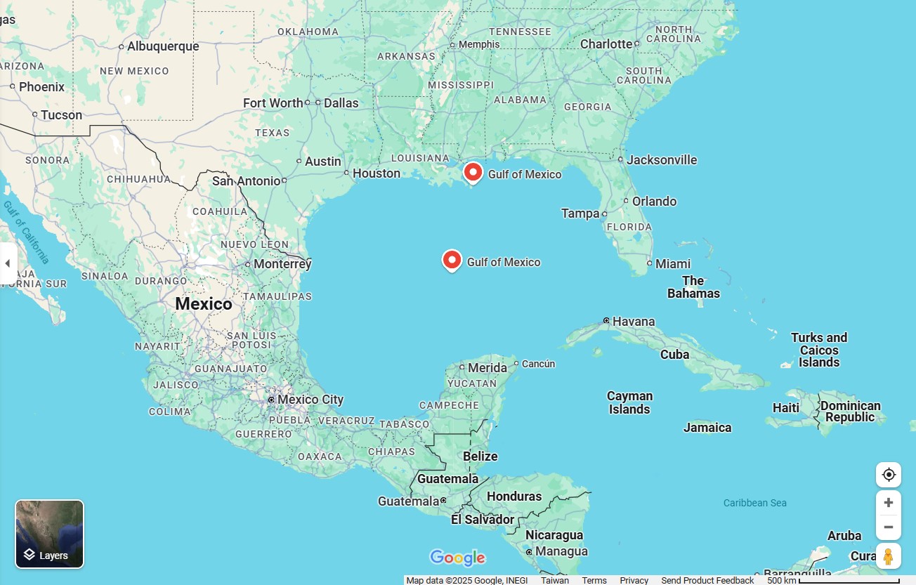 谷歌地圖上的「墨西哥灣」(Gulf of Mexico)。(圖擷自谷歌地圖)