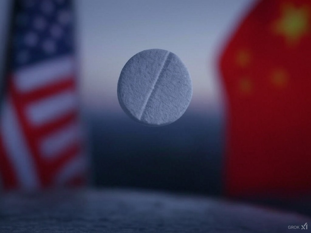 芬太尼之亂，川普對中發起一石兩鳥關稅戰(AI生成示意圖)