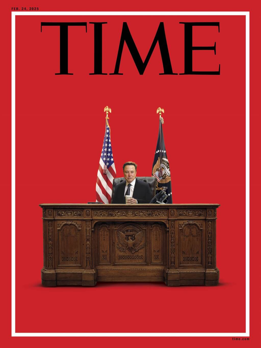 「時代雜誌」最新一期封面為全球首富馬斯克。（圖：x.com/TIME）