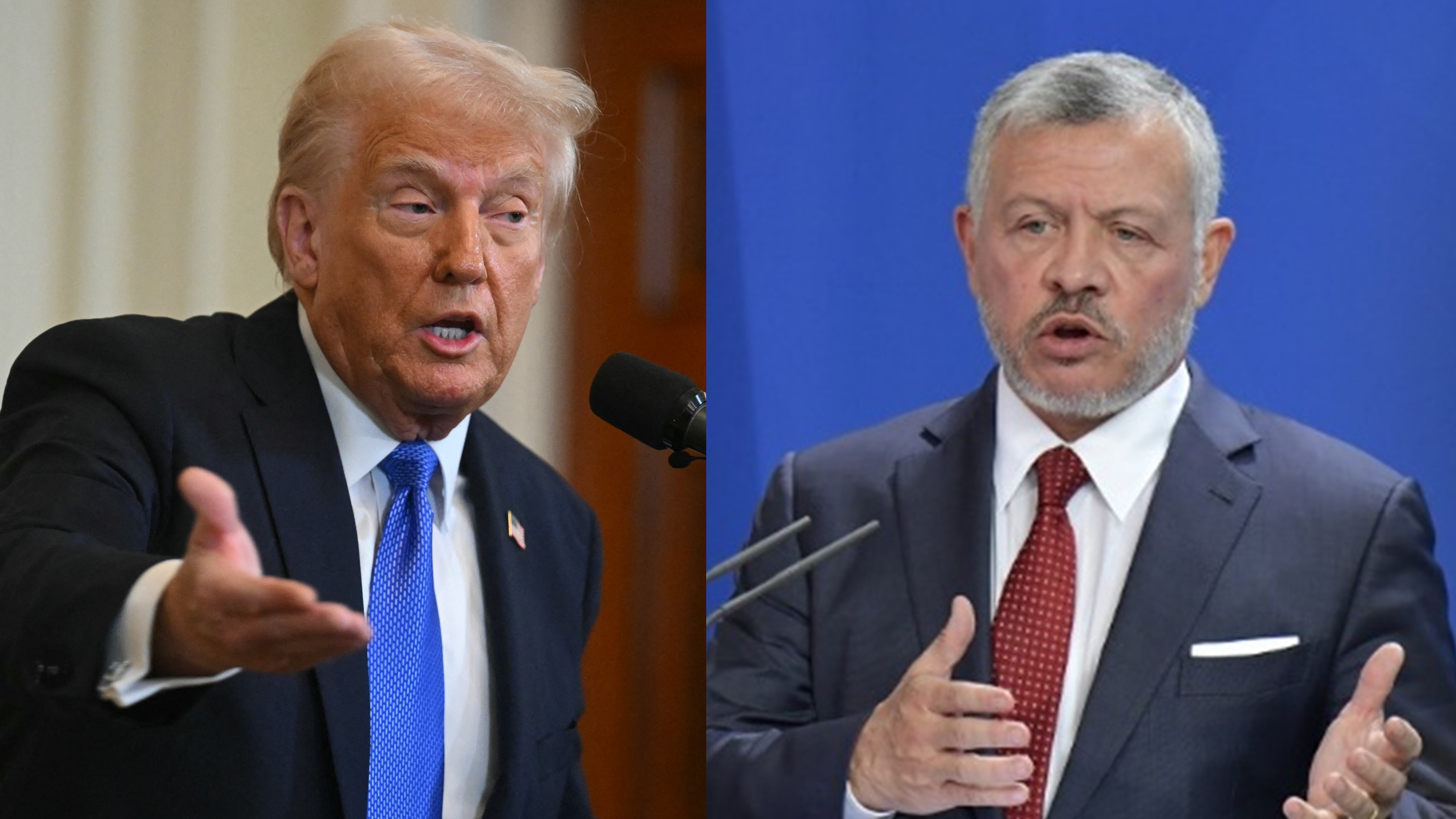 美國總統川普(Donald Trump，左)、約旦國王阿布杜拉二世(King Abdullah II，右)。合成圖。(AFP)