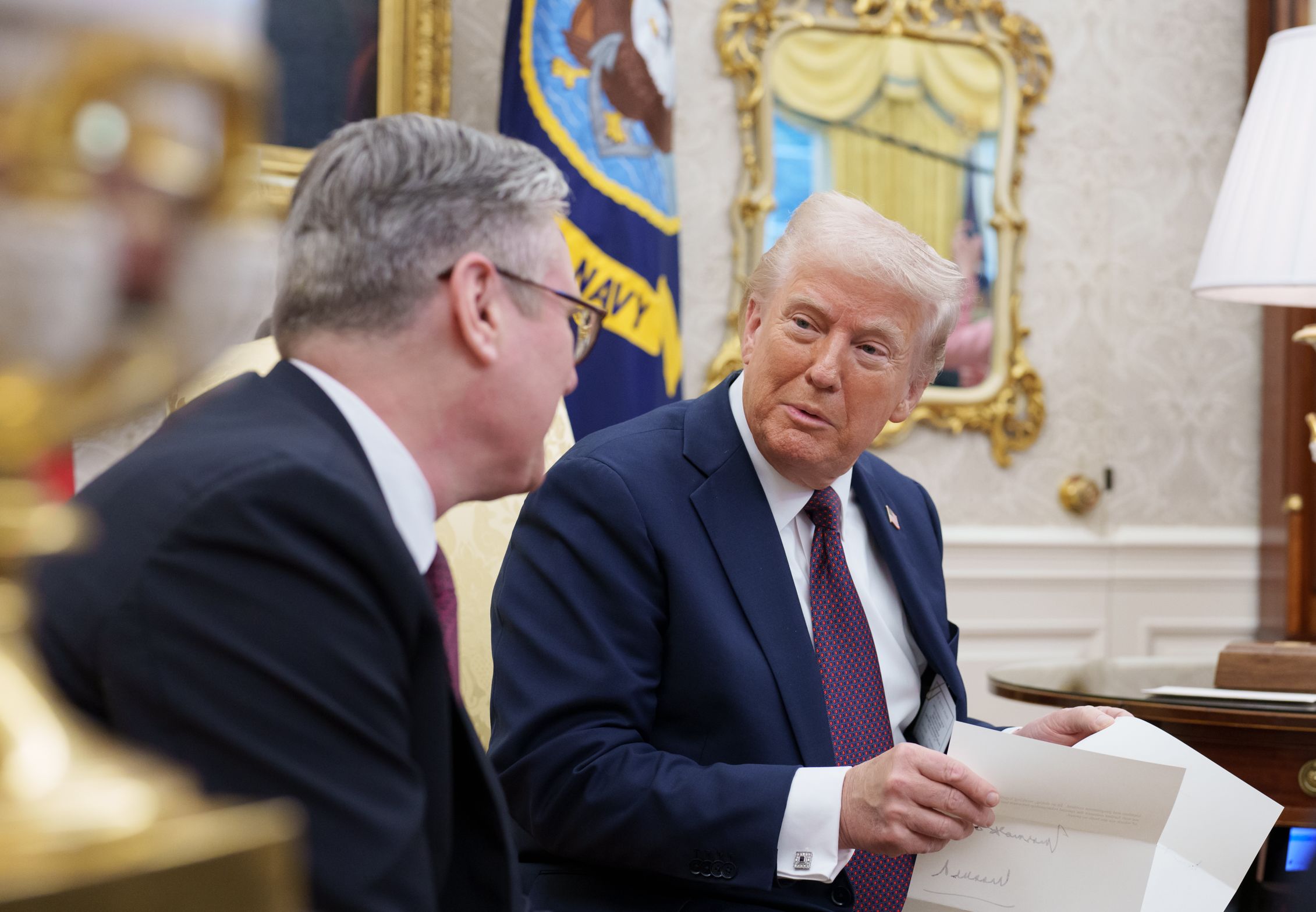 英國首相施凱爾(Keir Starmer)27日訪問華府，與美國總統川普(Donald Trump)會談。 (圖:X@WhiteHouse)