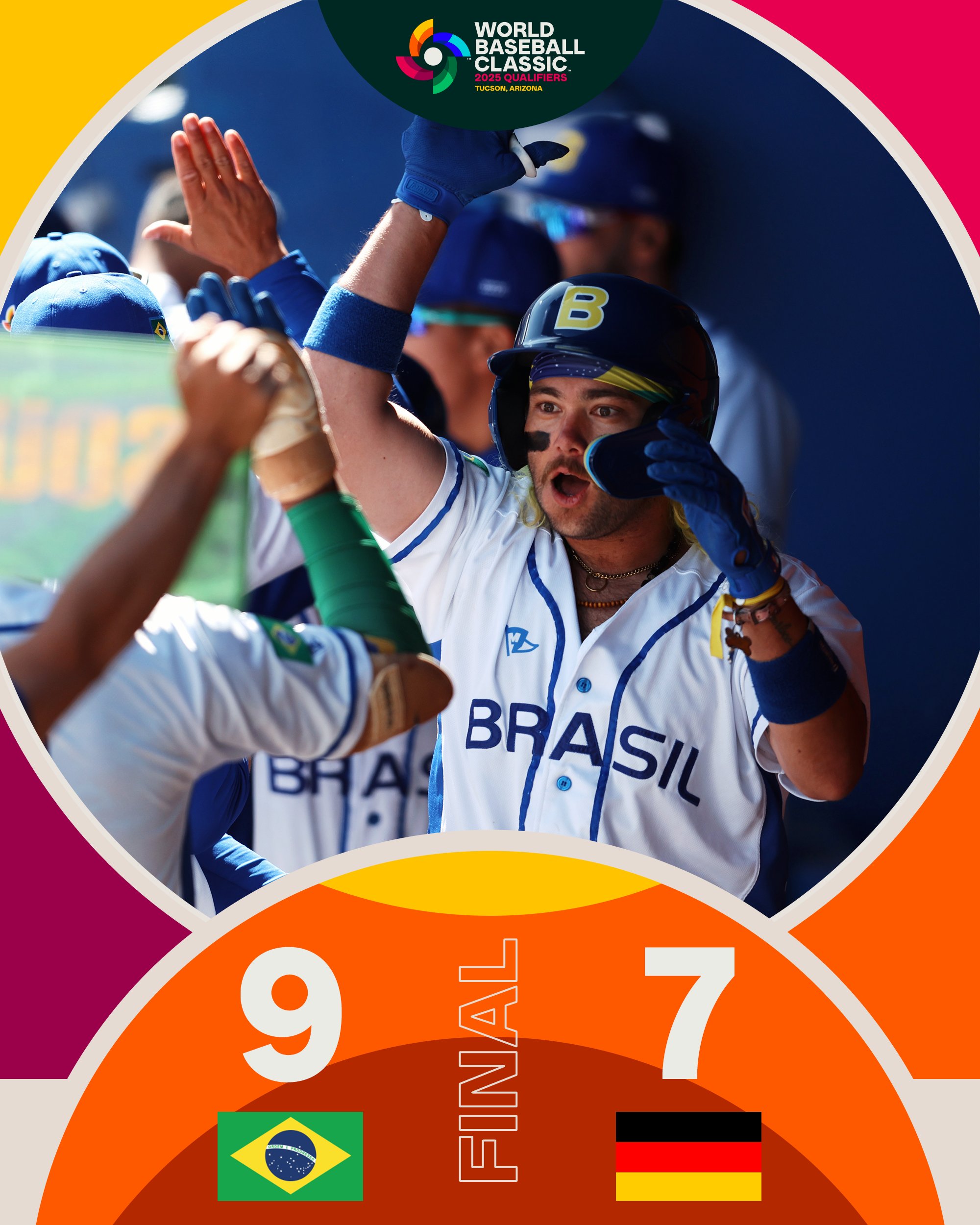 WBC資格賽B組賽事，巴西9比7勝德國。(X@WBCBaseball)