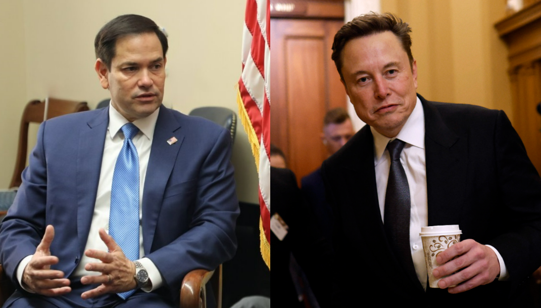 美國國務卿盧比歐(Marco Rubio)(左)與富豪馬斯克(右)。(X平台)