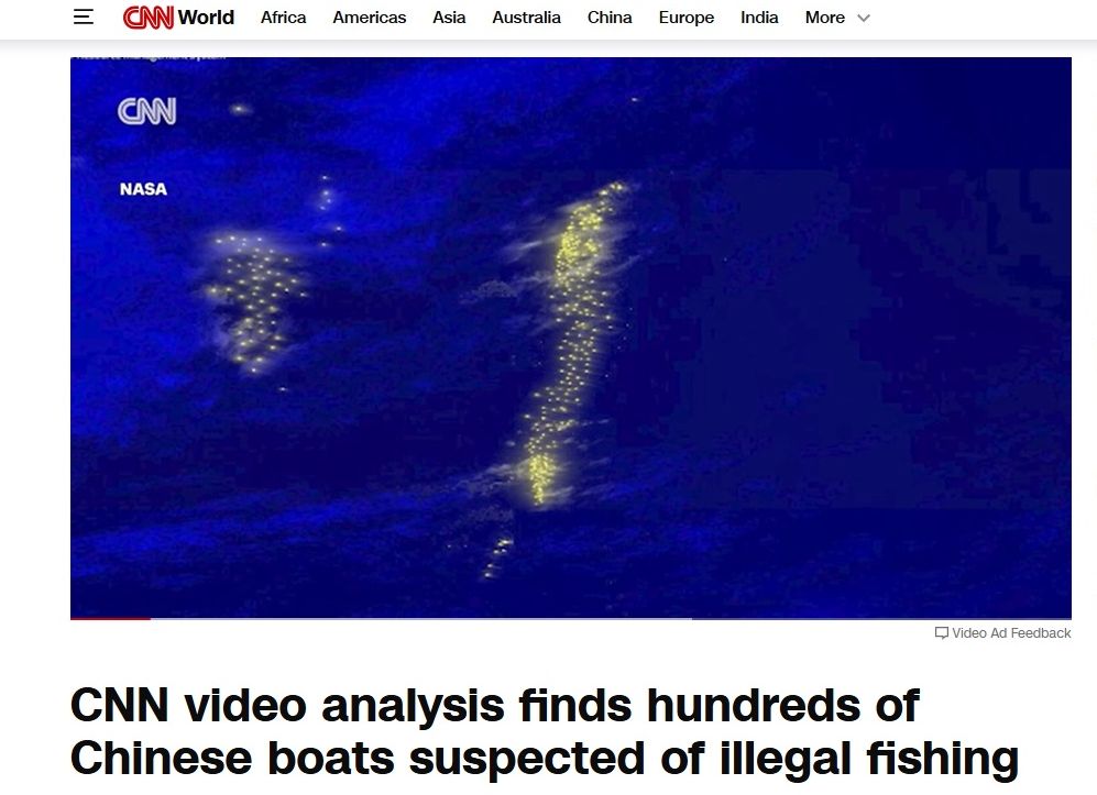 CNN：中國漁船越EEZ捕魚 阿根廷海軍加強打擊非法捕撈。 (圖:翻拍自CNN)