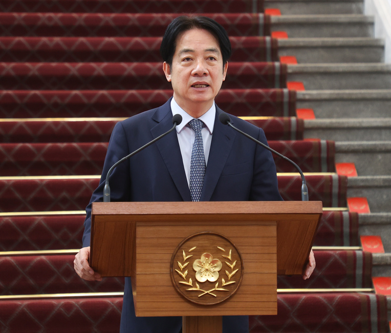 「國安高層會議會後記者會」13日在總統府敞廳舉行，總統賴清德（圖）親上火線發表談話，並回應媒體提問。 (圖：中央社)