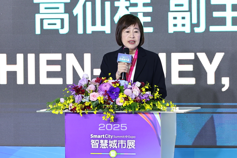 2025智慧城市展開幕典禮18日上午於台北南港展覽館2館舉辦，國發會副主委高仙桂（圖）致詞。(圖：中央社)