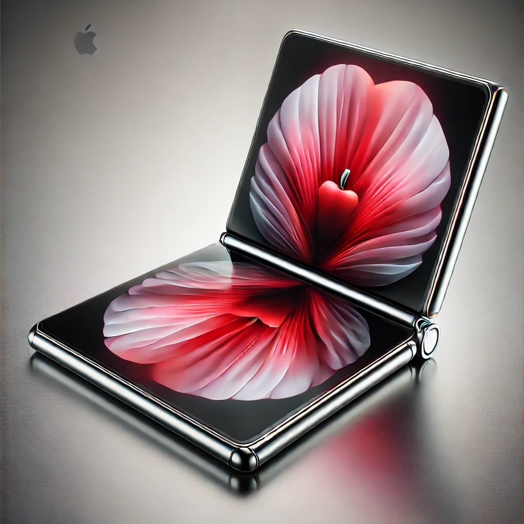 虛擬蘋果摺疊手機。(AI繪製)