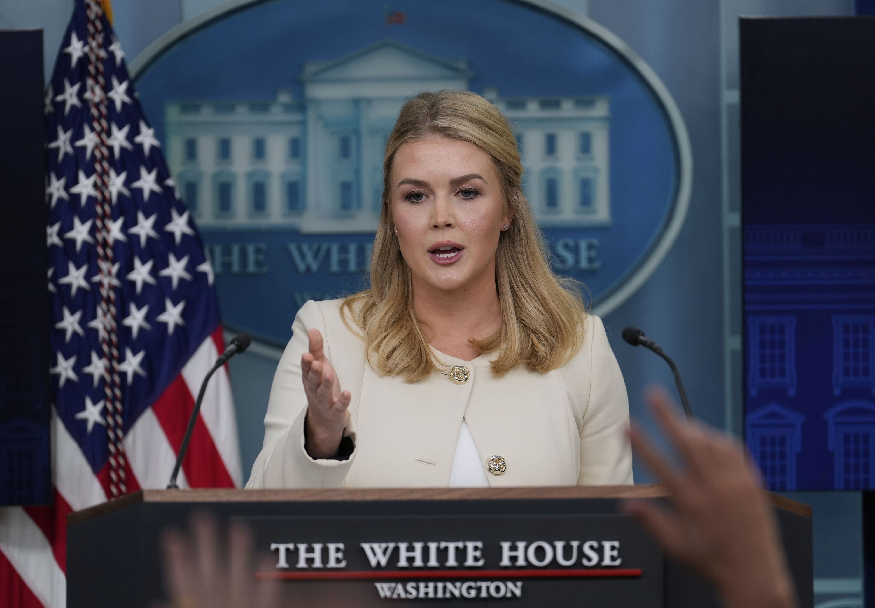 白宮發言人李威特(Karoline Leavitt)。 資料照。 (AP/達志影像)