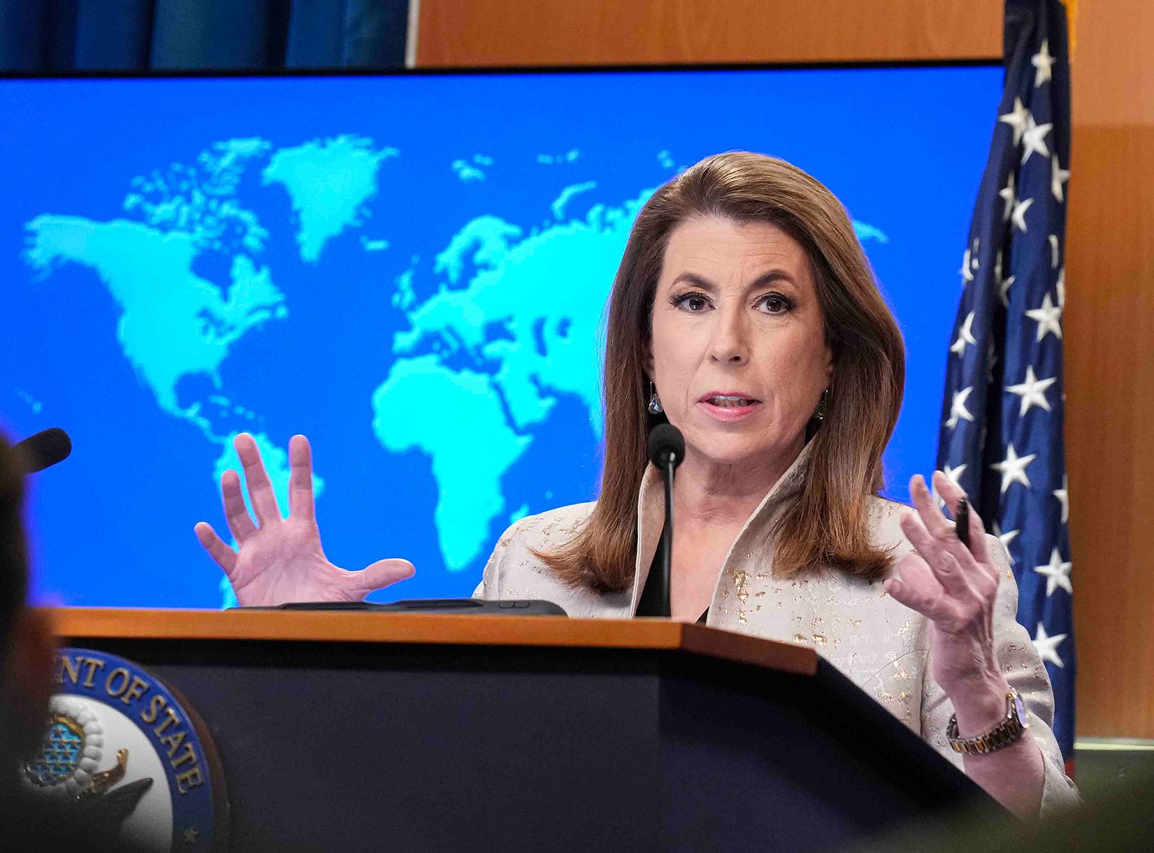 美國國務院發言人布魯斯(Tammy Bruce)。 (圖:美國國務院)