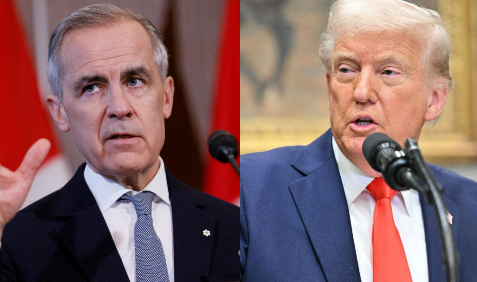 加拿大新任總理卡尼(Mark Carney)(左)與美國總統川普(Donald Trump)(右)。(路透社/達志影像、法新社/央廣合成)