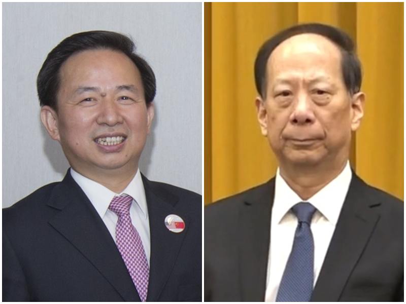 中共官方今天（2日）先後證實，擁有中共中央政治局委員身分的石泰峰(右)、李干杰(左)兩人職務對調，石泰峰轉任中共中央組織部長，李干杰轉任中共中央統戰部長。(資料合成照)