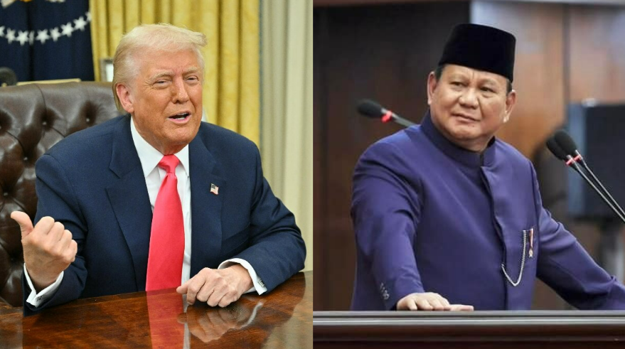 印尼外交部長今天(11日)表示，在美國總統川普(左)宣布增加關稅前，普印尼總統普拉伯沃(Prabowo Subianto)(右)已尋求與川普會面，目的是為了討論2國間的雙邊關係。(資料合成圖)
