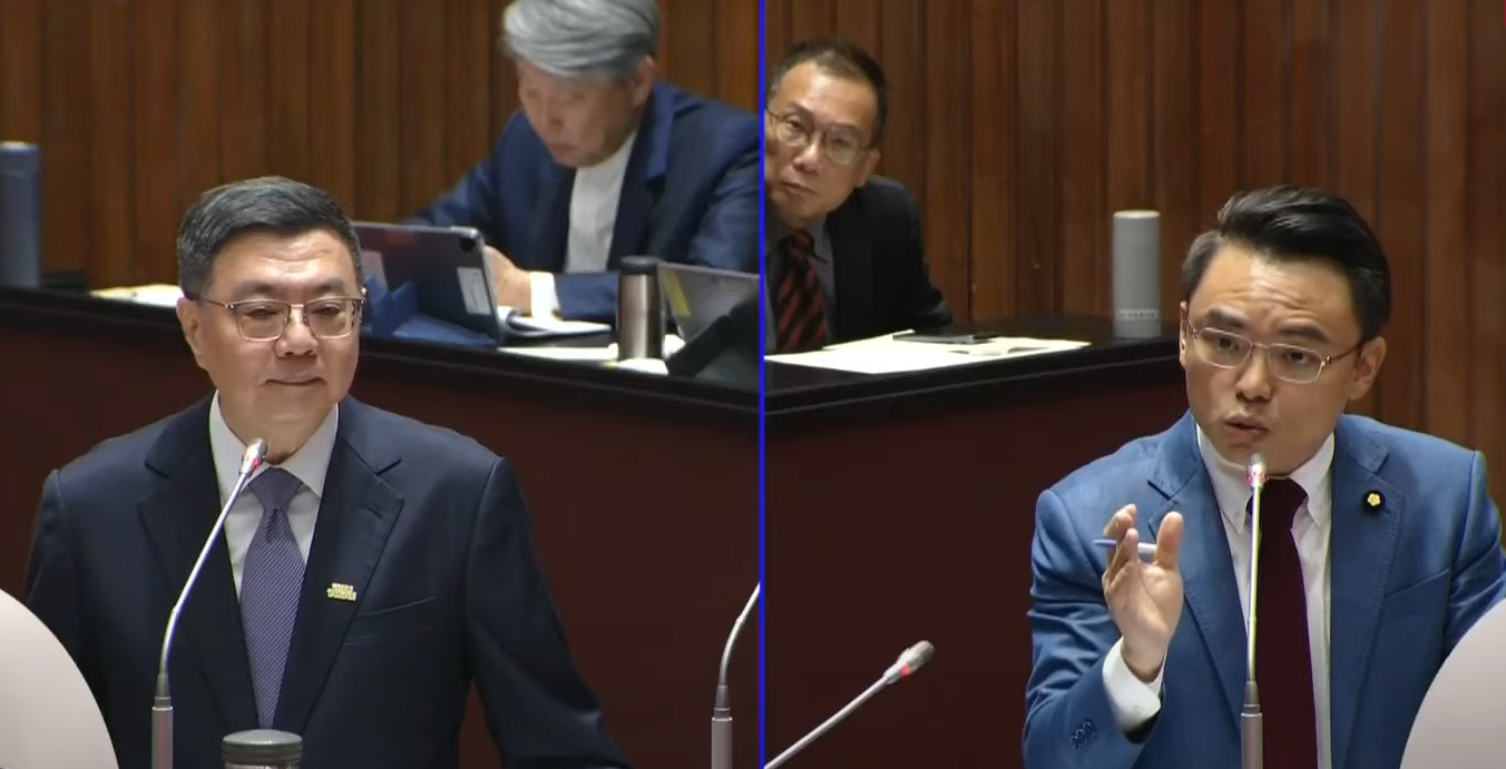 行政院長卓榮泰(左)、國民黨立委洪孟楷(右)。(翻攝國會頻道)