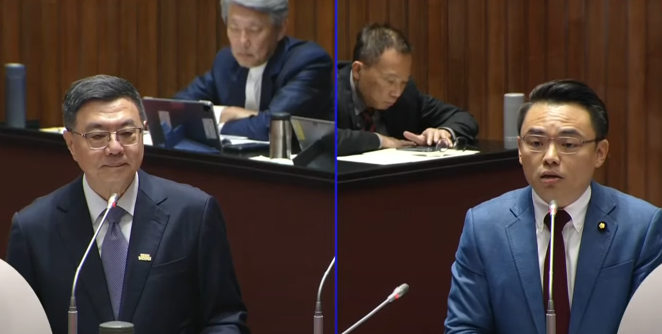 行政院長卓榮泰(左)、國民黨立委洪孟楷(右)。(翻攝國會頻道)