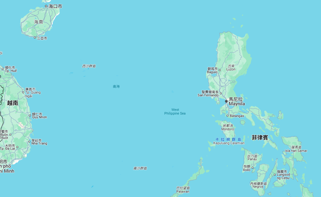 谷歌地圖上標示的「西菲律賓海」。(擷取自Google map)