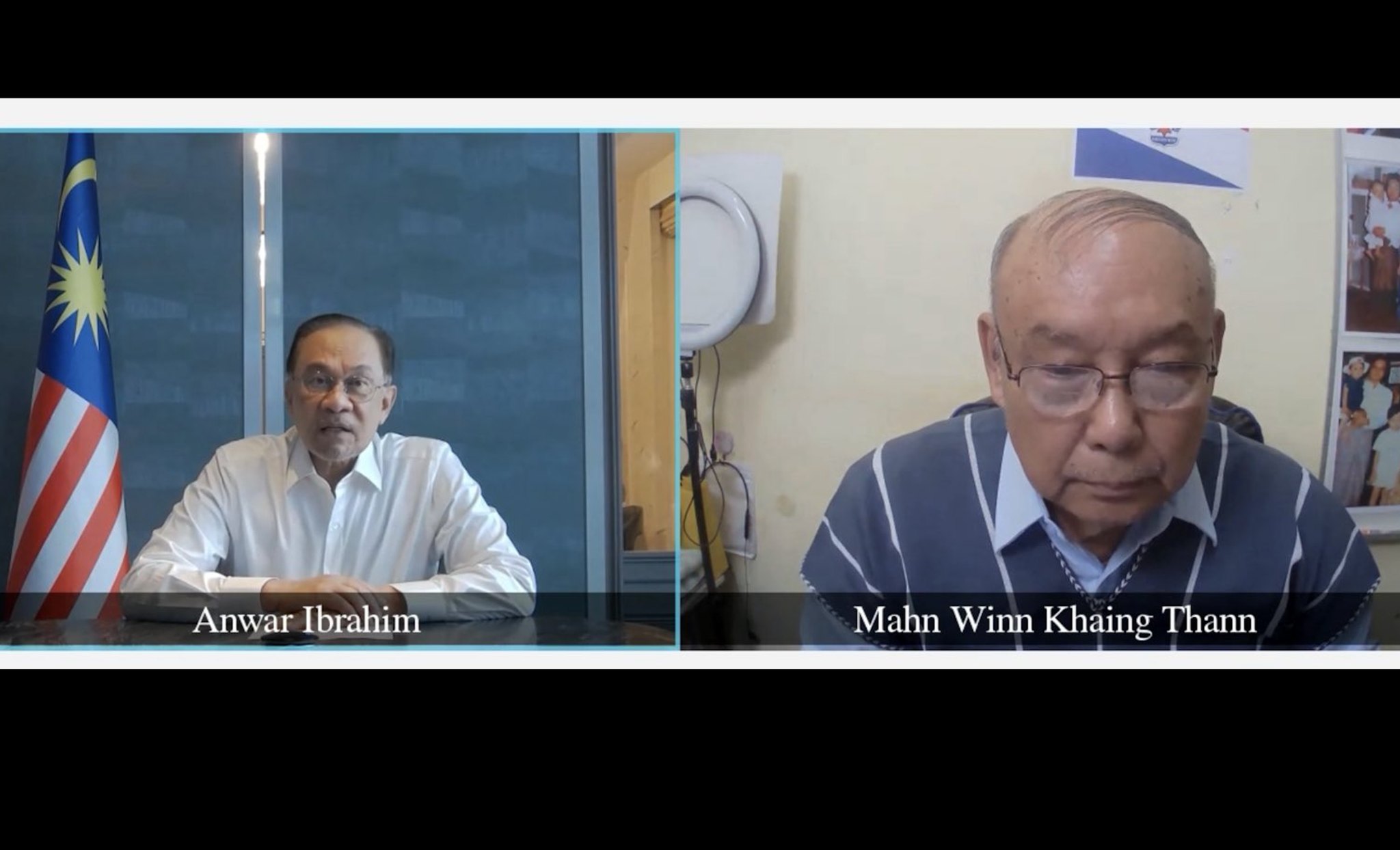 馬來西亞首相安華(Anwar Ibrahim)18日透過視訊與緬甸的影子政府舉行會談。 (圖:FB@NUGmyanmar)