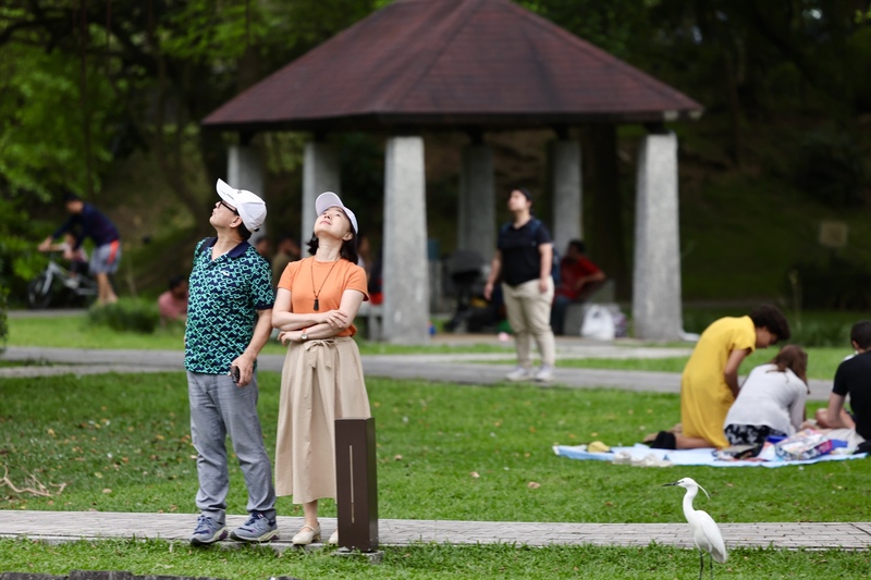台北大湖公園內午後遊憩民眾。 (中央社資料照片)