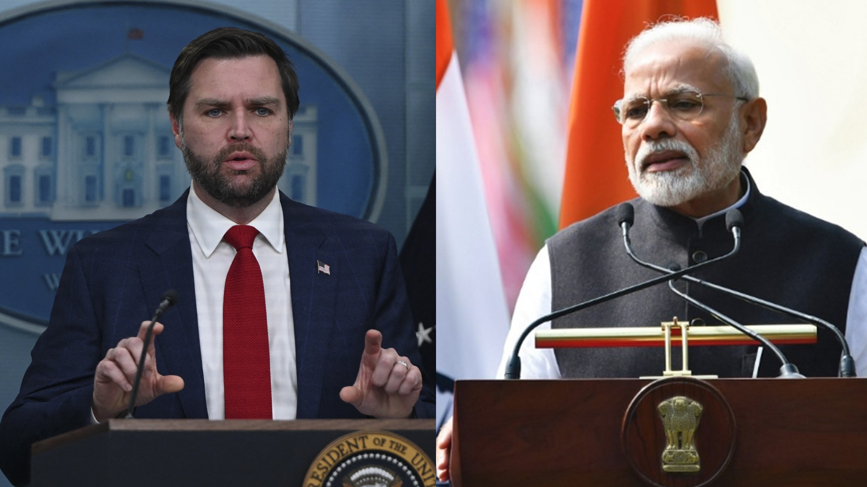 美國副總統統范斯(JD Vance)(左)、印度總理莫廸(Narendra Modi)(右)。合成圖。(AFP)