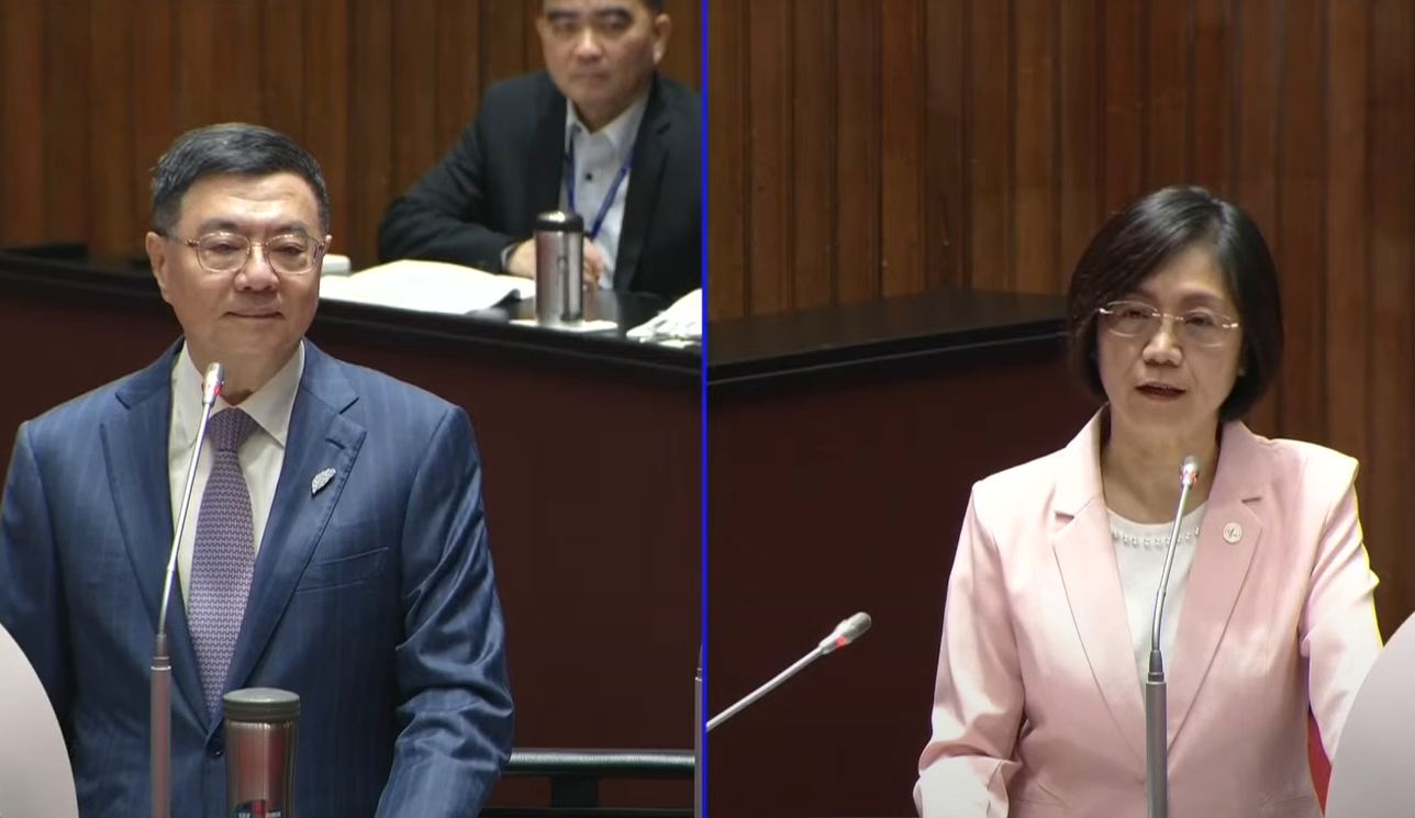 行政院長卓榮泰(左)、國民黨立委翁曉玲(右)。(翻攝國會頻道)