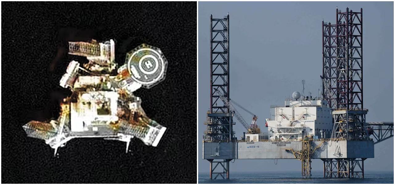 中國在黃海建巨型鋼結構物平臺。（圖：skyfi.com）