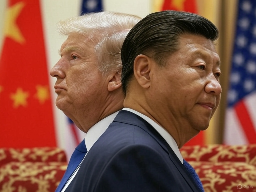 美國總統川普(左)、中國國家主席習近平(右)。(圖取自grok ai)