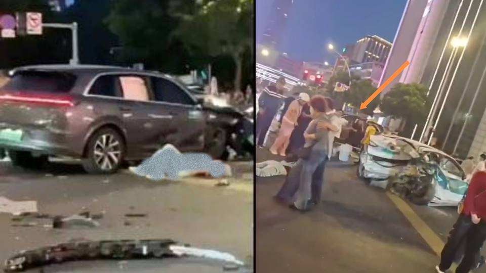 福建福州2日晚間發生汽車衝撞事故。(翻攝微博)