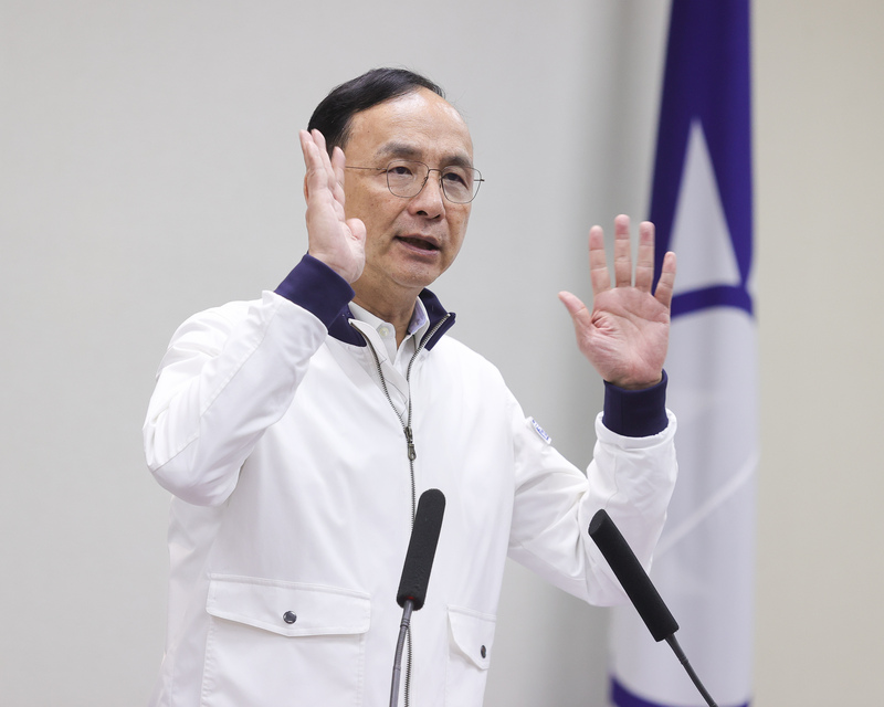 國民黨中常會7日下午在中央黨部舉行，黨主席朱立倫（圖）出席主持會議並發表談話。 (圖：中央社)