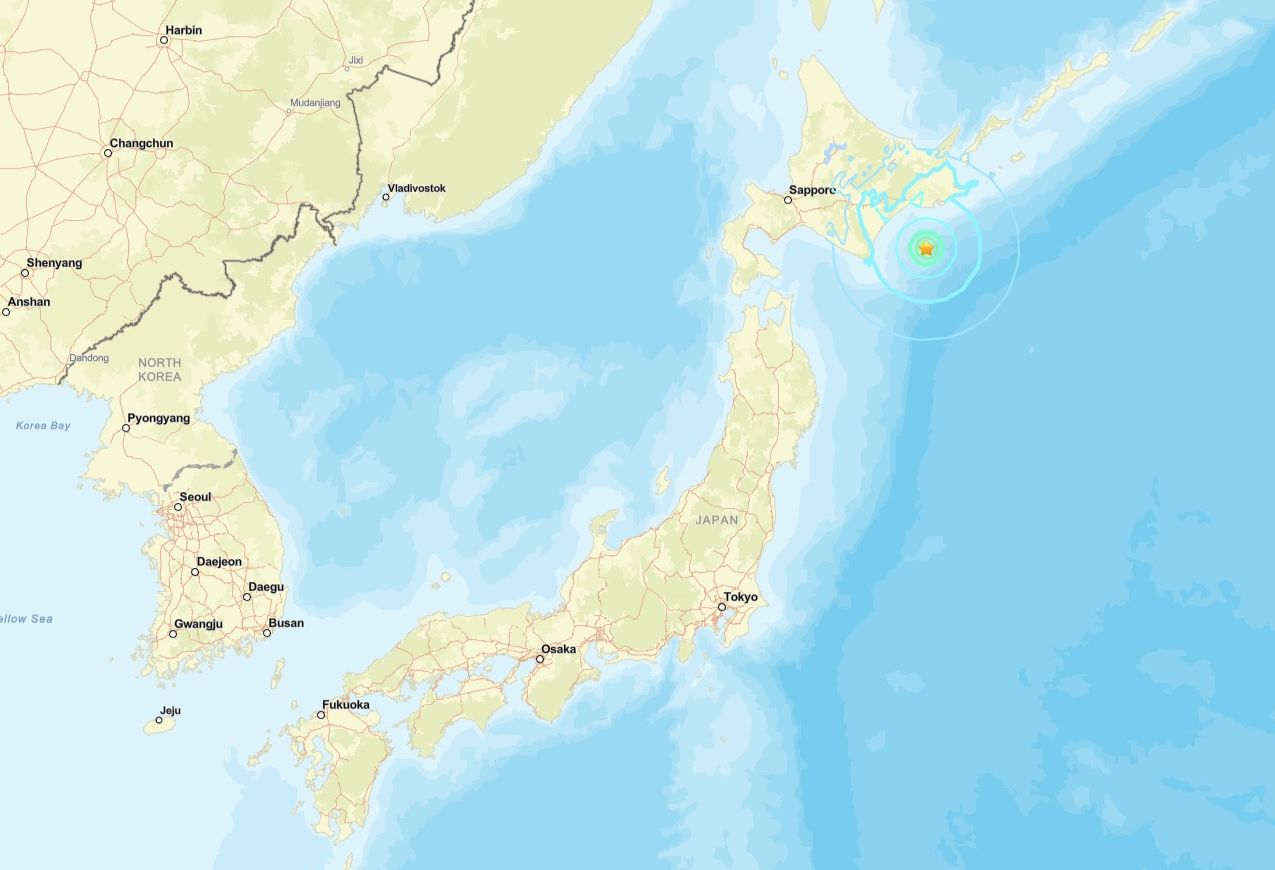 日本北海道31日發生規模6.1地震。 (圖:USGS)