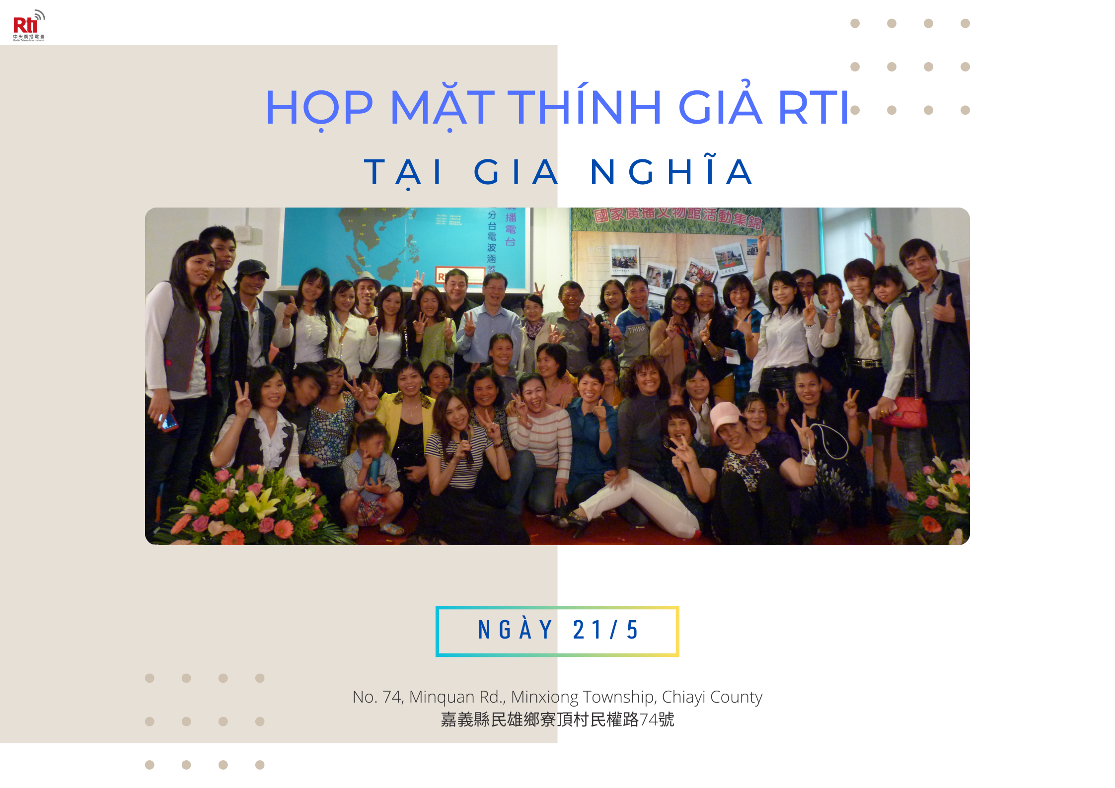 Buổi họp mặt thính giả tại Gia Nghĩa 2023 sẽ được tổ chức vào ngày 21/5.